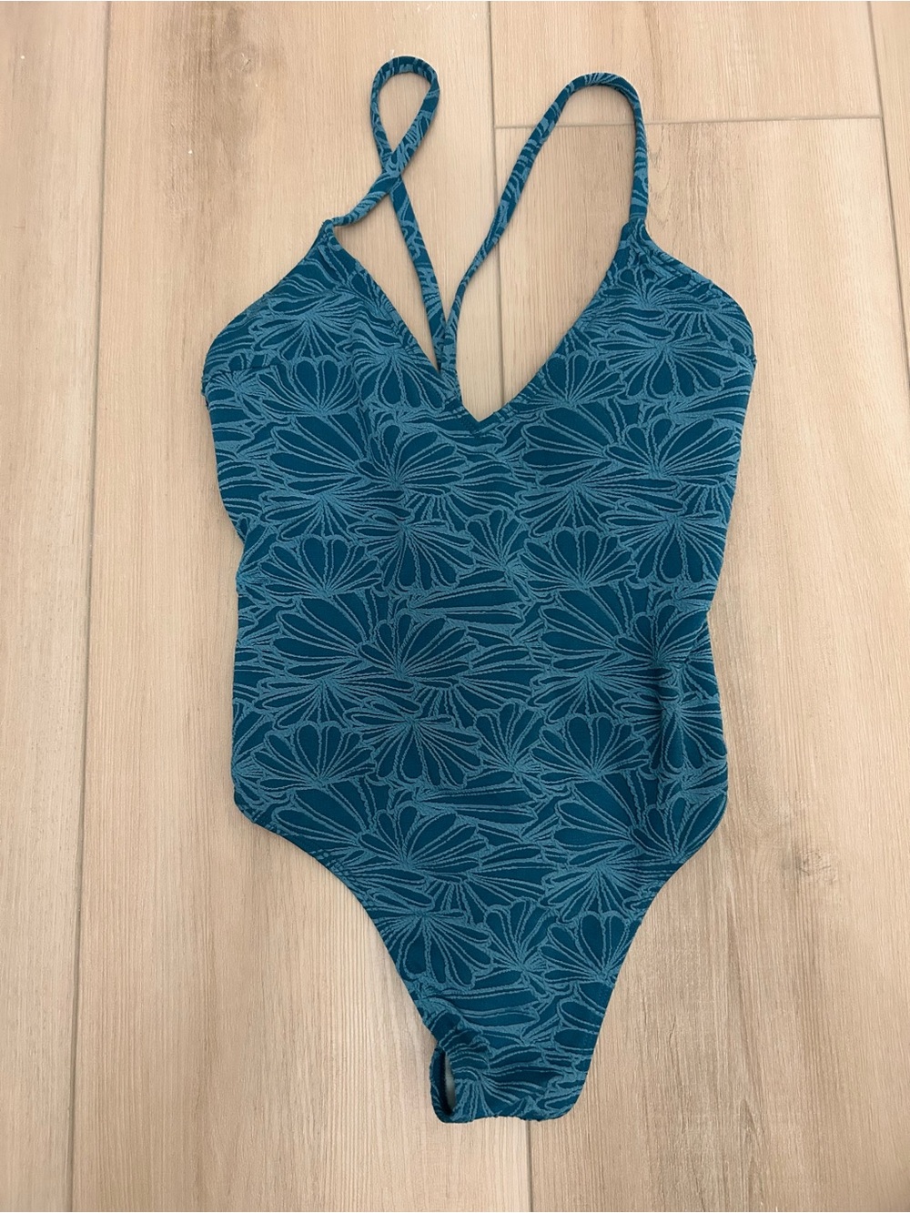 Cupshe Teal Floral One-Piece Swimsuit